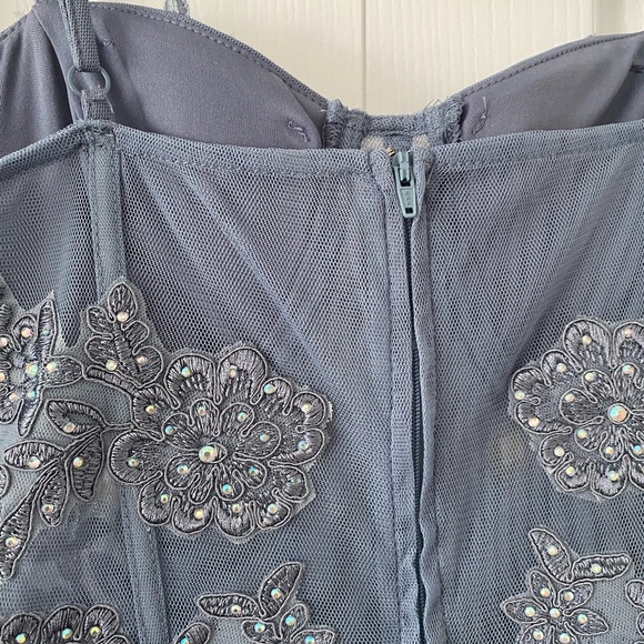 Windsor Blue Mesh Corset Prom Dress - Picture 10 of 12
